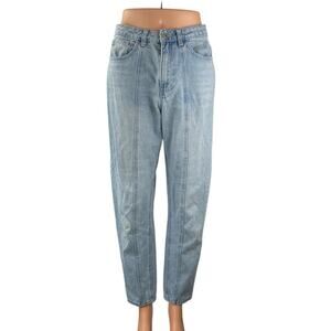 Riot Women's Blue Light Wash High Waisted Straight Tapered Denim Jeans Pants 6